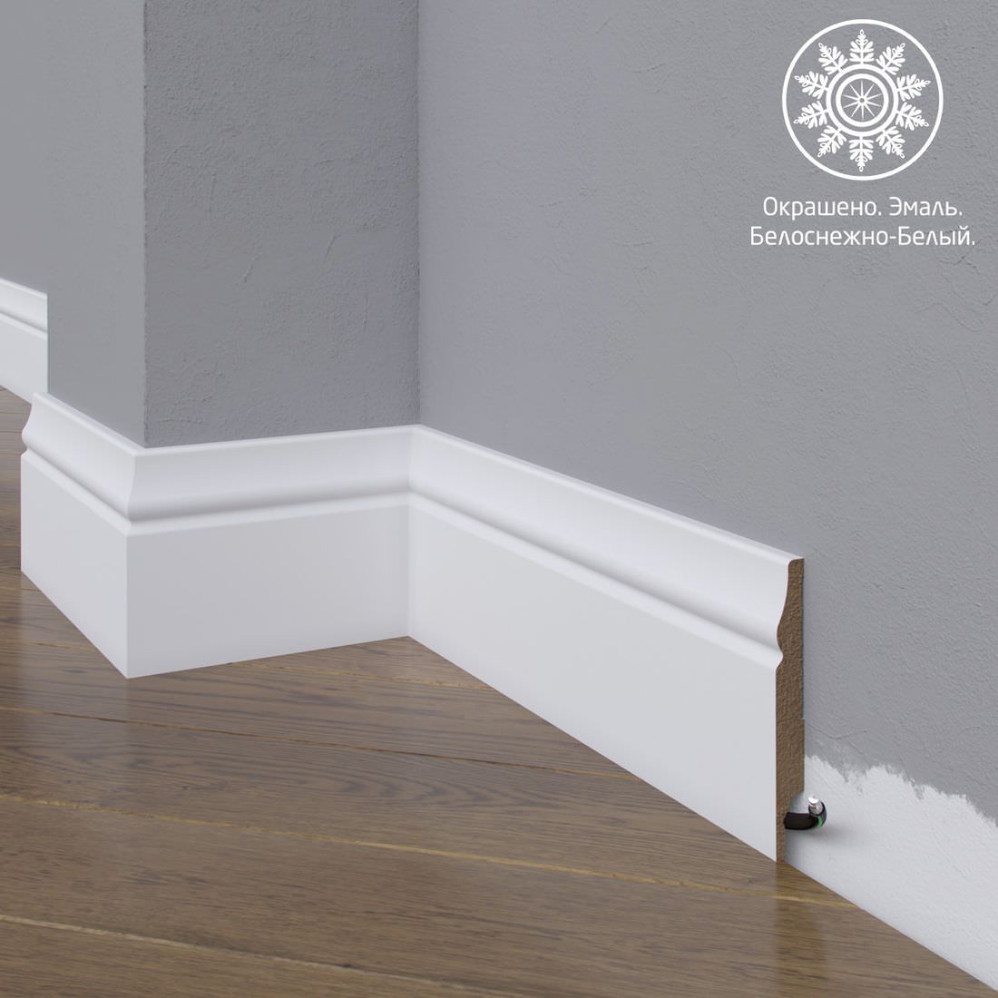 Плинтус Astra Decor МДФ 04-150-12 Белая эмаль