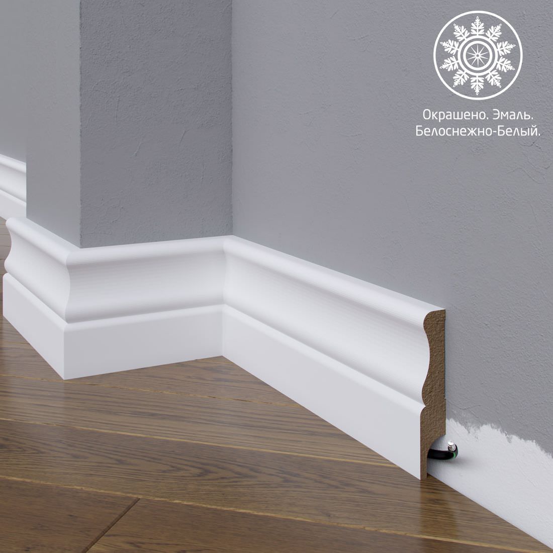 Плинтус Astra Decor МДФ 07-083-18 Белая эмаль