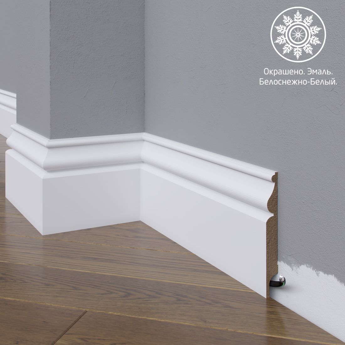 Плинтус Astra Decor МДФ 11-120-16 Белая эмаль