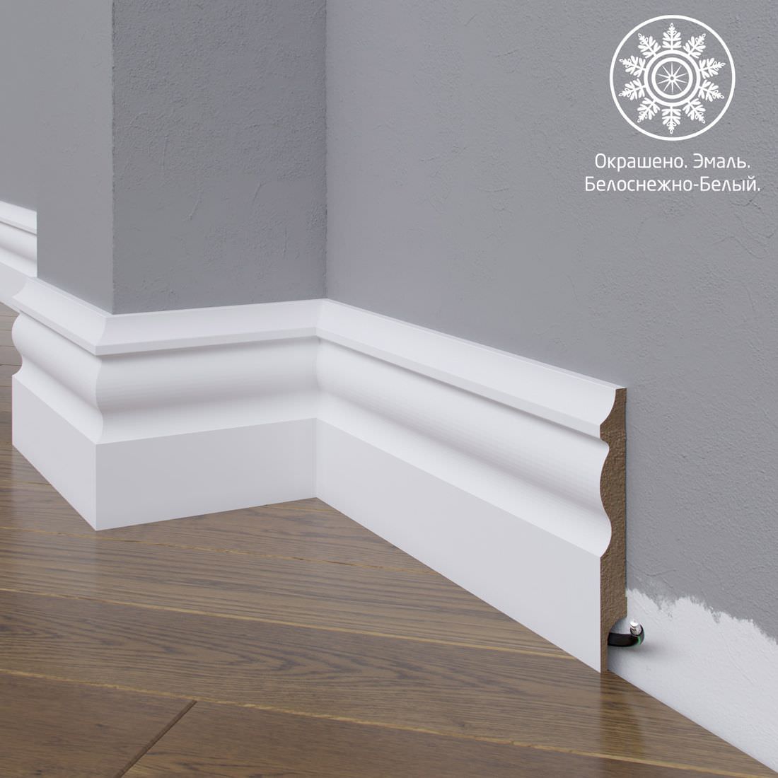 Плинтус Astra Decor МДФ 14-120-16 Белая эмаль