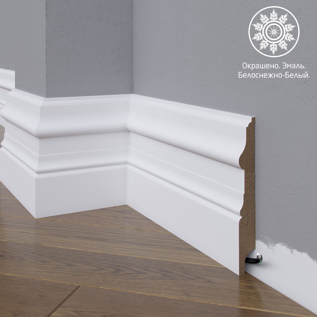 Плинтус Astra Decor МДФ 15-185-18 Белая эмаль