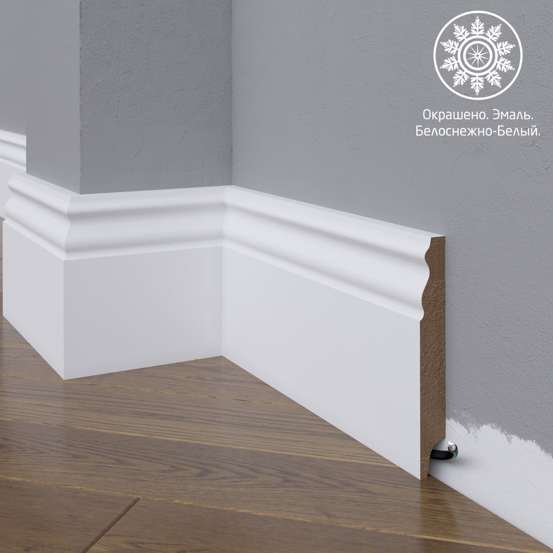 Плинтус Astra Decor МДФ 22-100-18 Белая эмаль